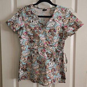 tokidoki by Koi Donutella and Unicorno Scrub Top XS
